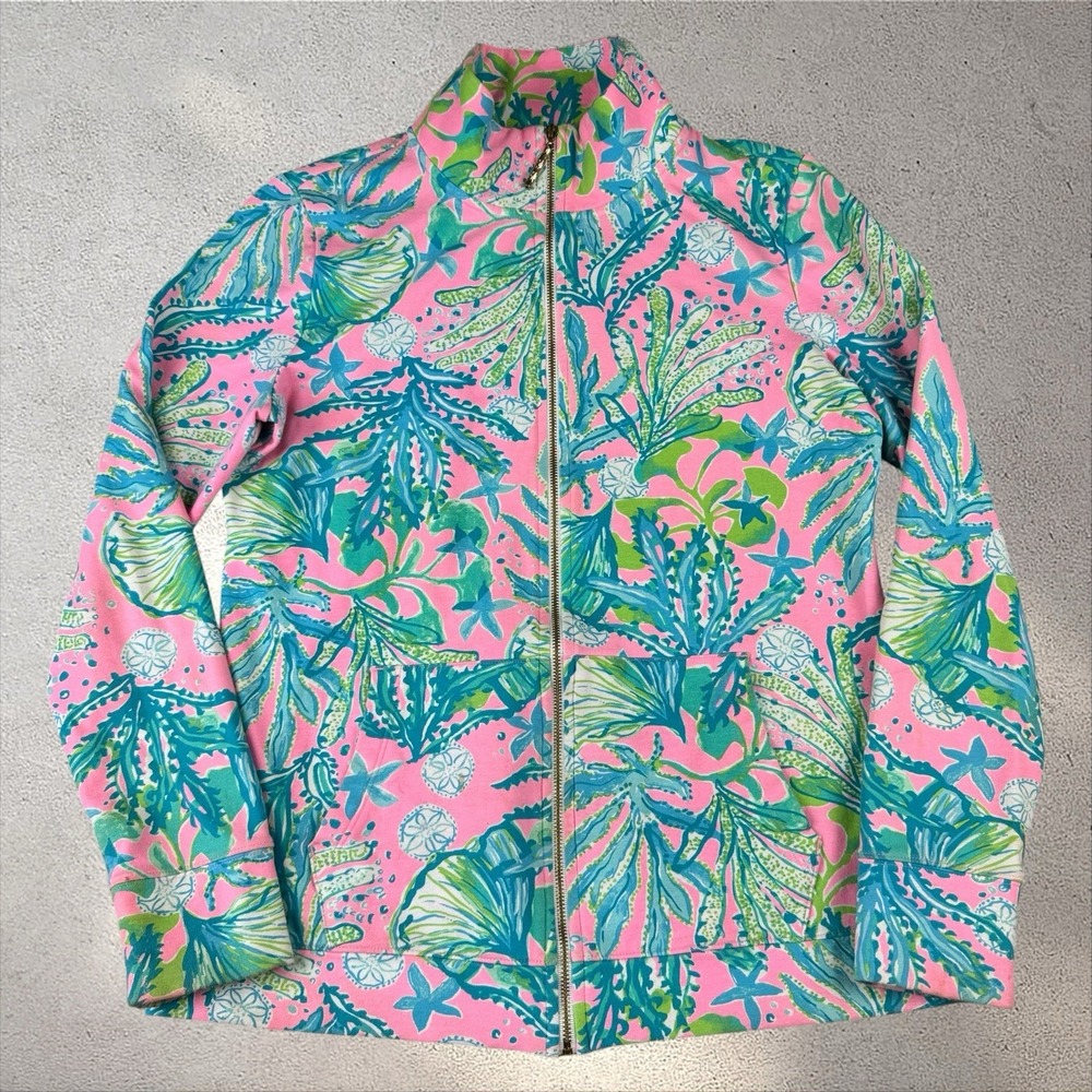 Lilly Pulitzer Betsey Full Zip French Terry Top Jacket Sz S Mandevilla Nautical